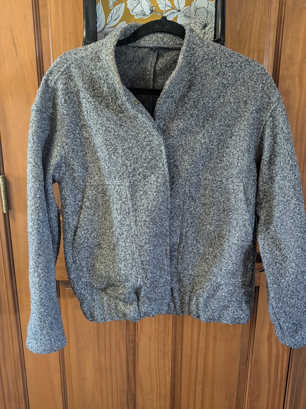 Gray Marled Bomber Coat